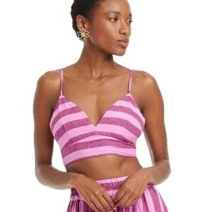 a new day Vibrant Pink and Purple Striped Crop Top